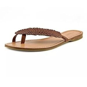 Coach Leather Studded Feather Thong Flip Flop Sandals, 7.5
